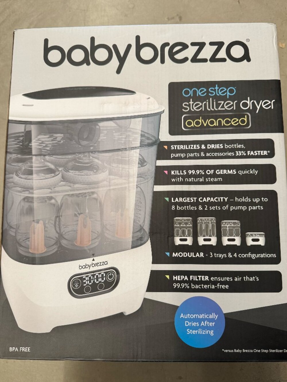 Baby Brezza One Step Sterilizer Advanced White (NEW: Opened Box)